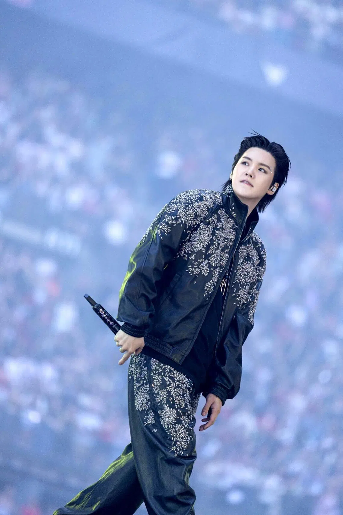 Suga, or Min Yoon Gi, in Givenchy by Sarah Burton for the BTS Arirang tour.