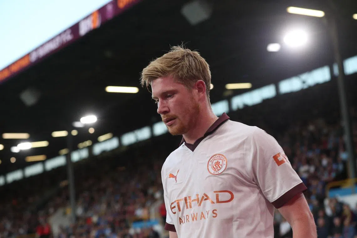 Manchester City's Kevin De Bruyne limped off midway through the first-half at Burnley.