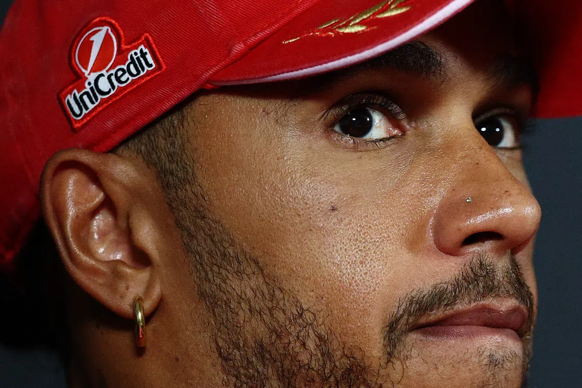 Formula One F1 - Italian Grand Prix - Autodromo Nazionale Monza, Monza, Italy - September 3, 2026 Ferrari's Lewis Hamilton during the press conference REUTERS/Guglielmo Mangiapane