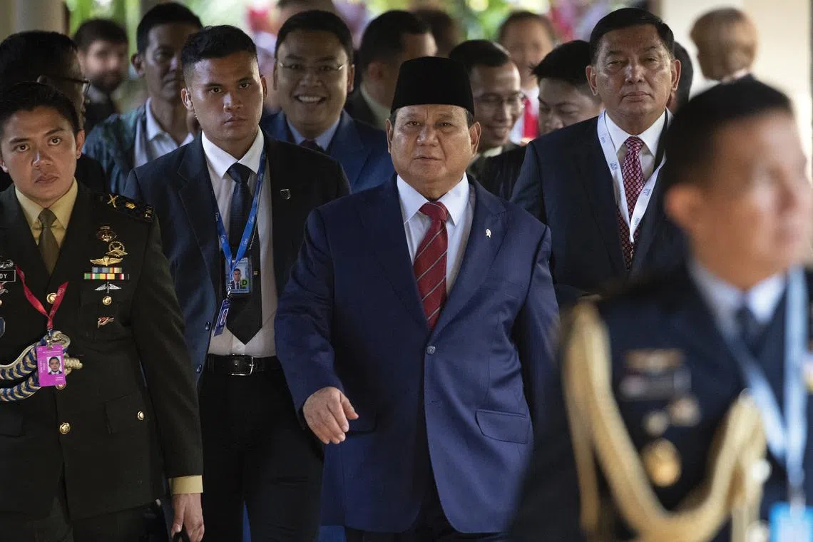 The peace initiative unveiled by Indonesian Defence Minister Prabowo Subianto (centre) at the Shangri-La Dialogue set off a flurry of questions back home.