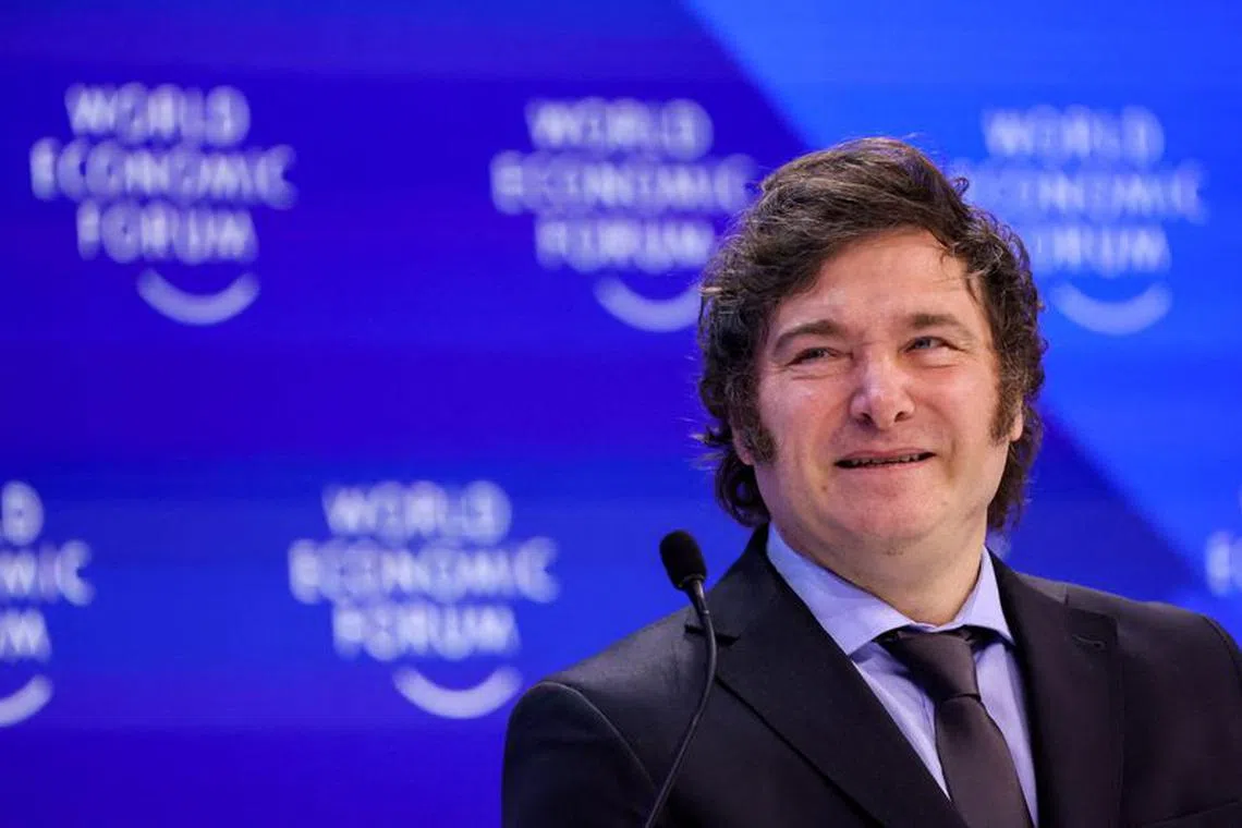 FILE PHOTO: Argentina's President Javier Milei attends the 54th annual meeting of the World Economic Forum, in Davos, Switzerland, January 17, 2024. REUTERS/Denis Balibouse/File Photo
