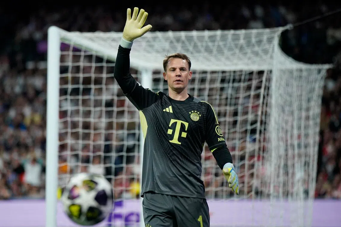 Soccer Football - UEFA Champions League - Quarter Final - First Leg - Real Madrid v Bayern Munich - Santiago Bernabeu, Madrid, Spain - April 7, 2026 Bayern Munich's Manuel Neuer reacts REUTERS/Ana Beltran