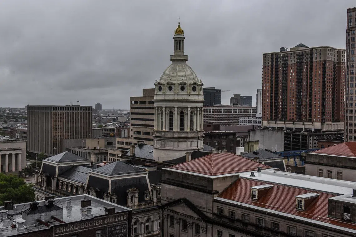 FILE PHOTO: The cupola of Baltimore City Hall is seen amid the skyline in Baltimore, Maryland, U.S. May 12, 2019. REUTERS/Stephanie Keith/File Photo
