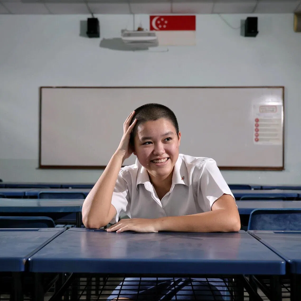 Yishun Innova Junior College student Gerlyn Ng was the only female student at the school to shave her head during the recently hosted ‘Hair for Hope’ head shaving event to raise funds for CCF on July 17.