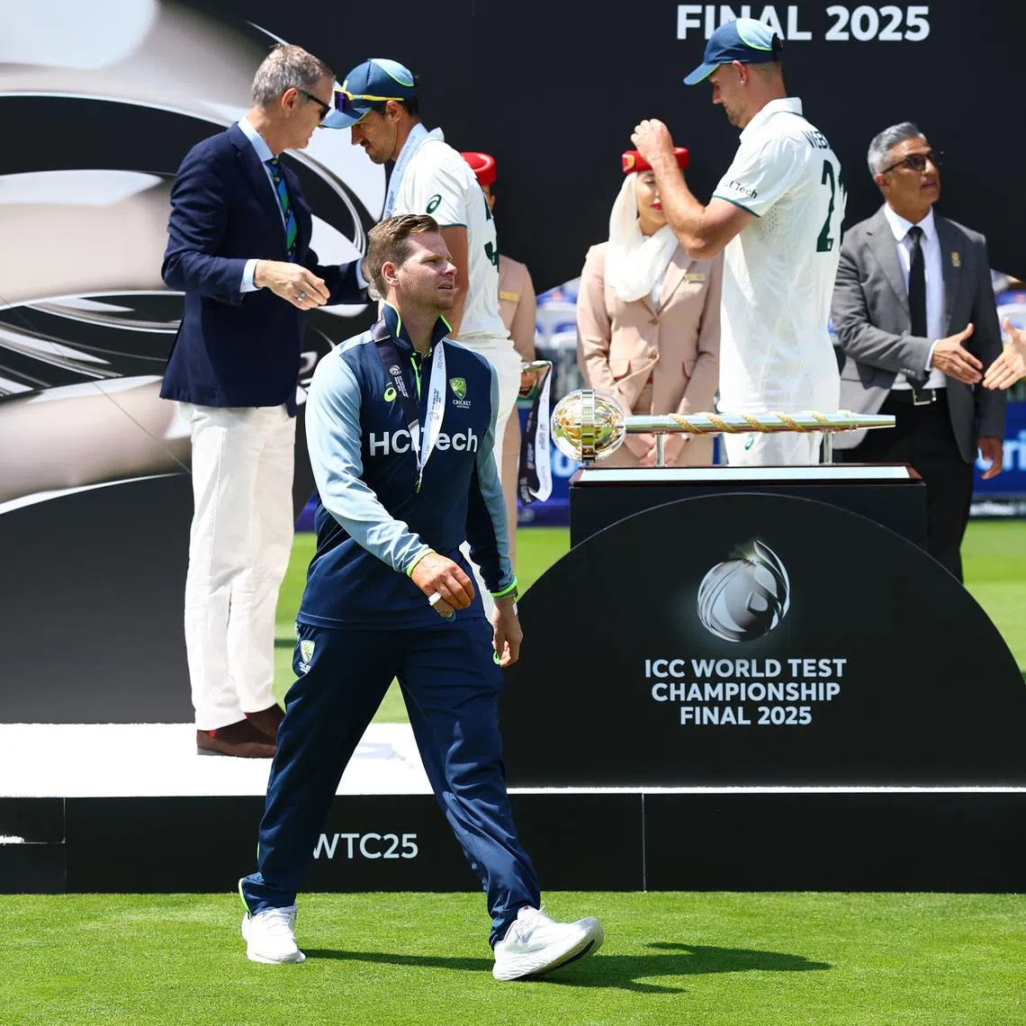 Cricket - 2025 ICC World Test Championship Final - South Africa v Australia - Lord's Cricket Ground, London, Britain - June 14, 2025 Australia's Steve Smith after collecting his runners-up medal from the podium Action Images via Reuters/Andrew Boyers
