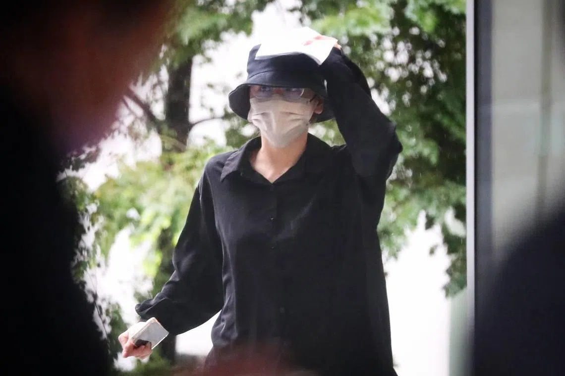 Phoo Yi Lin arriving at the State Courts on April 3, 2023. 