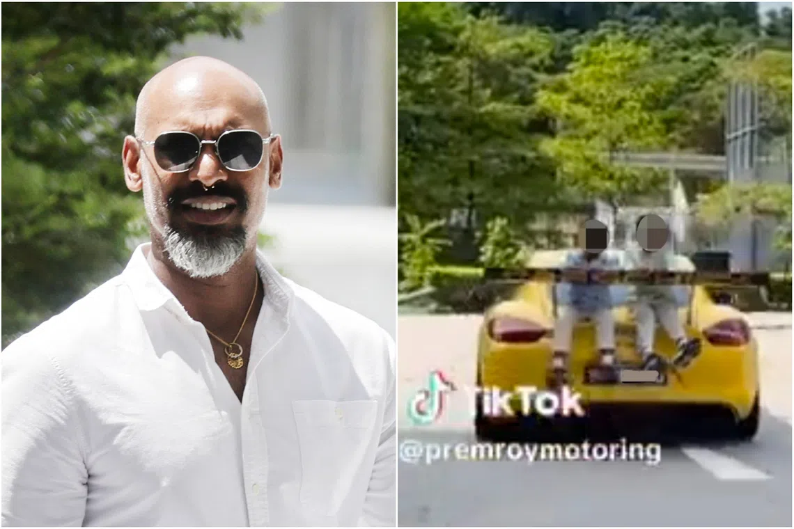 Another driver witnessed Prem Anan Sugunakumar’s (left) stunt and lodged a police report.