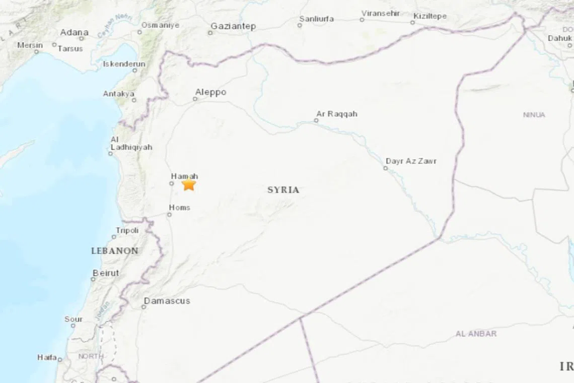 Syria’s state news agency said it had registered the earthquake’s epicentre east of the Syrian city of Hama.