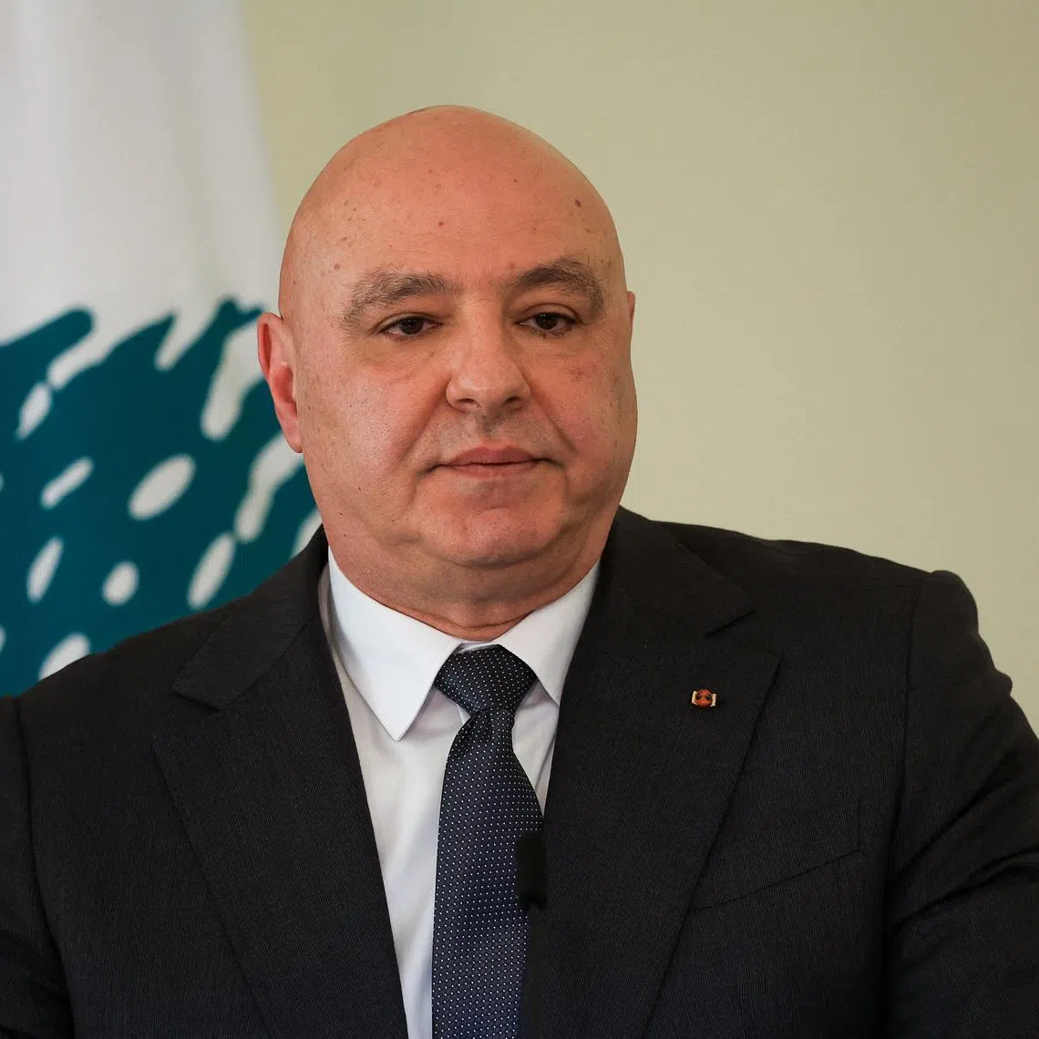 Lebanese President Joseph Aoun attends a press conference with German President Frank-Walter Steinmeier (not pictured), at the presidential palace in Baabda, Lebanon, February 16, 2026. REUTERS/Mohamed Azakir