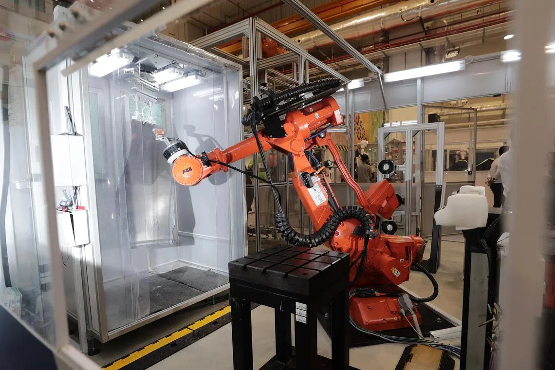 A*STAR and British engine-maker Rolls-Royce are investing another S$8 million in their joint lab set up less than two years ago with Singapore Aero Engine Services Pte Ltd (SAESL) to develop smart manufacturing technologies, bringing the total investment of the five-year collaboration to close to S$70 million. A*STAR and Rolls-Royce will introduce a sixth theme to the programme that is Advanced Maintenance, Repair and Overhaul (MRO) to develop advanced manufacturing technologies to repair high-value engine components. A*STAR’s Advanced Remanufacturing and Technology Centre (ARTC) An local SME that has brought A*STAR’s science to Rolls-Royce’s factory is KA Industrial Engineering (KA), a system integrator. A*STAR has developed a technology using robots to automate the process of spraying boron nitride on fan blades of aircraft engines. Boron nitride serves as a protective coating in the manufacturing process. KA has scaled up the innovation and implemented it in Rolls-Royce’s facility in Seletar early this year, replacing the conventional approach of using handheld guns. The technology ensures consistency in the thickness of the coating, helping to reduce defects arising from inconsistencies. This saves costs and considerably improves the quality of manufacturing. The new setup also helps boost productivity since an entire batch of blades can be left to dry at the same time, instead of one at a time. Through this public-private partnership model, A*STAR has helped propel KA from a supplier to an R&D partner, a strategic move for the local enterprise as it looks to dive deeper into the aerospace industry. Photo Opportunity : 1. Automated process of spraying boron nitride on Rolls-Royce’s engine fan blades at ARTC (unconfirmed) 2. Rolls-Royce’s engine fan blade at ARTC 3. Manufacturing activities on ARTC’s shop floor