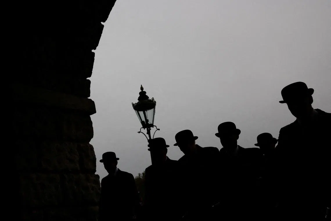 Veterans walking to take part in the National Service of Remembrance in Whitehall, Westminster, London, Britain Nov 12, 2023.