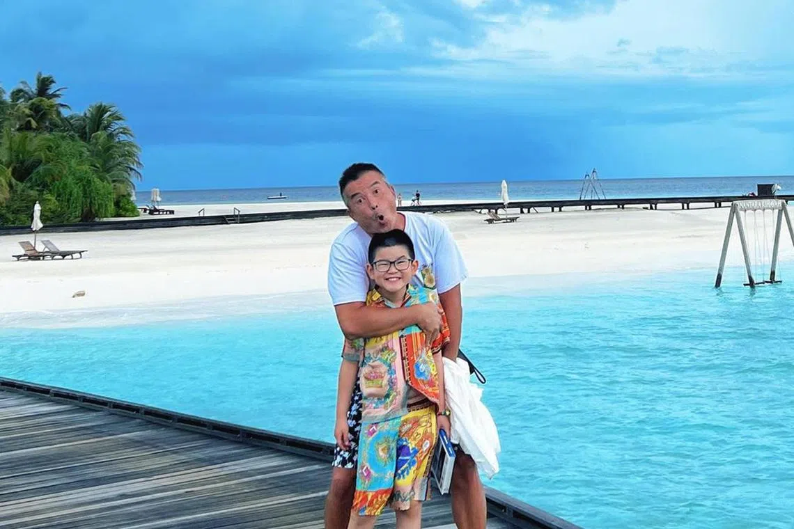 Christopher Lee with his son Zed