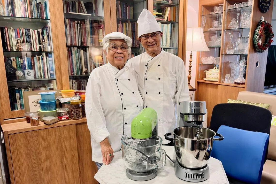 The sugee cake, baked by the author's Aunty Jessie and Uncle Gerry, has been a feature of their family gatherings.