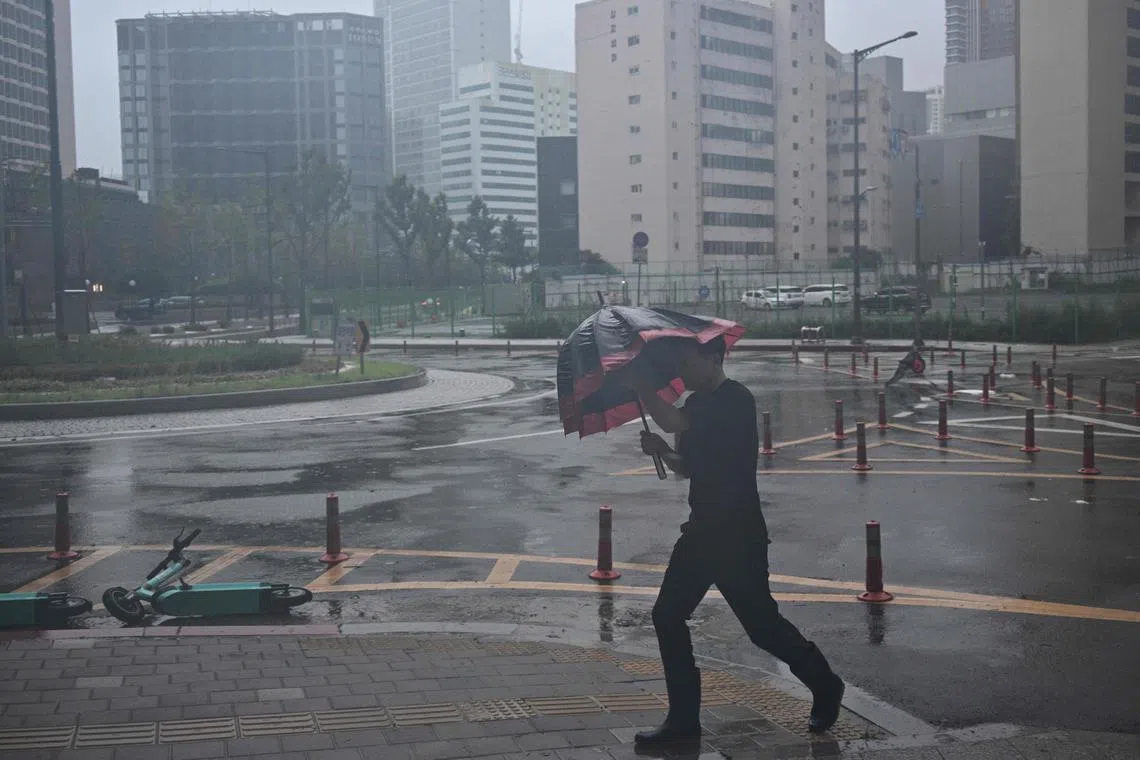 Warnings had been issued across South Korea, with over 330 flights cancelled and more than 10,000 people evacuated.