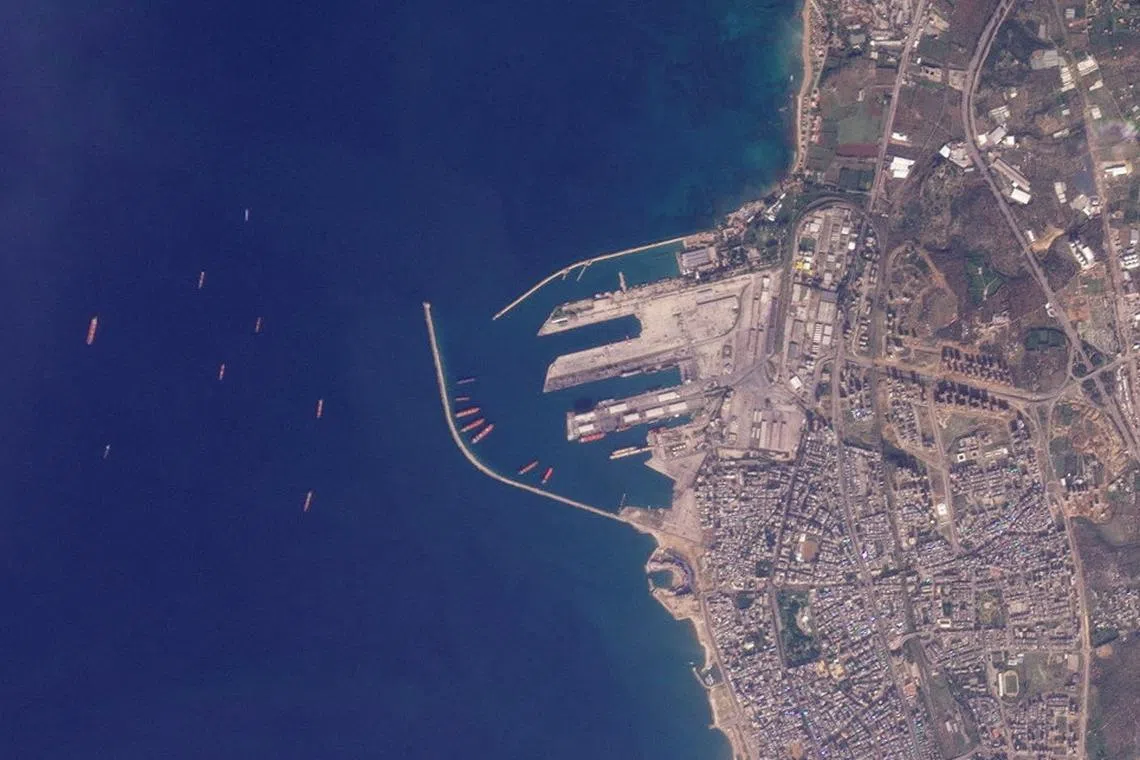 A satellite image shows a Russian naval facility with no visible ships in the upper section of the facility, after Syrian rebels ousted President Bashar al-Assad, in Tartous, Syria in this handout picture taken on December 9, 2024. 2024 PLANET LABS INC./Handout via REUTERS