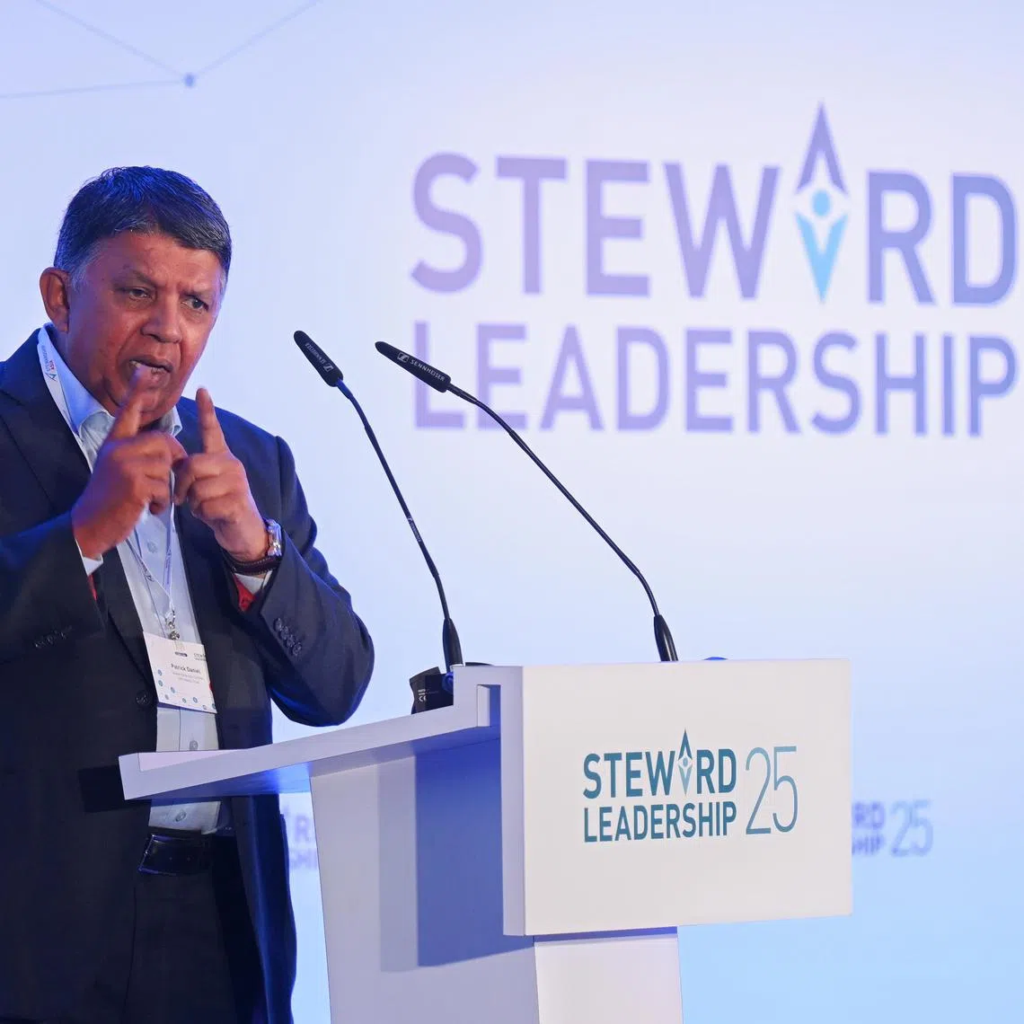 Mr Patrick Daniel speaking at the unveiling dinner of Steward Leadership 25 (SL25) list at Pan Pacific Hotel on Oct 23, 2024.