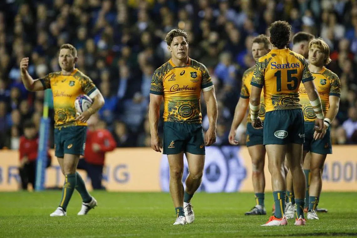 FILE PHOTO: Rugby Union - International - Scotland v Australia - Murrayfield Stadium, Edinburgh, Scotland, Britain - October 29, 2022 Australia's Michael Hooper reacts Action Images via Reuters/Craig Brough/ File Photo