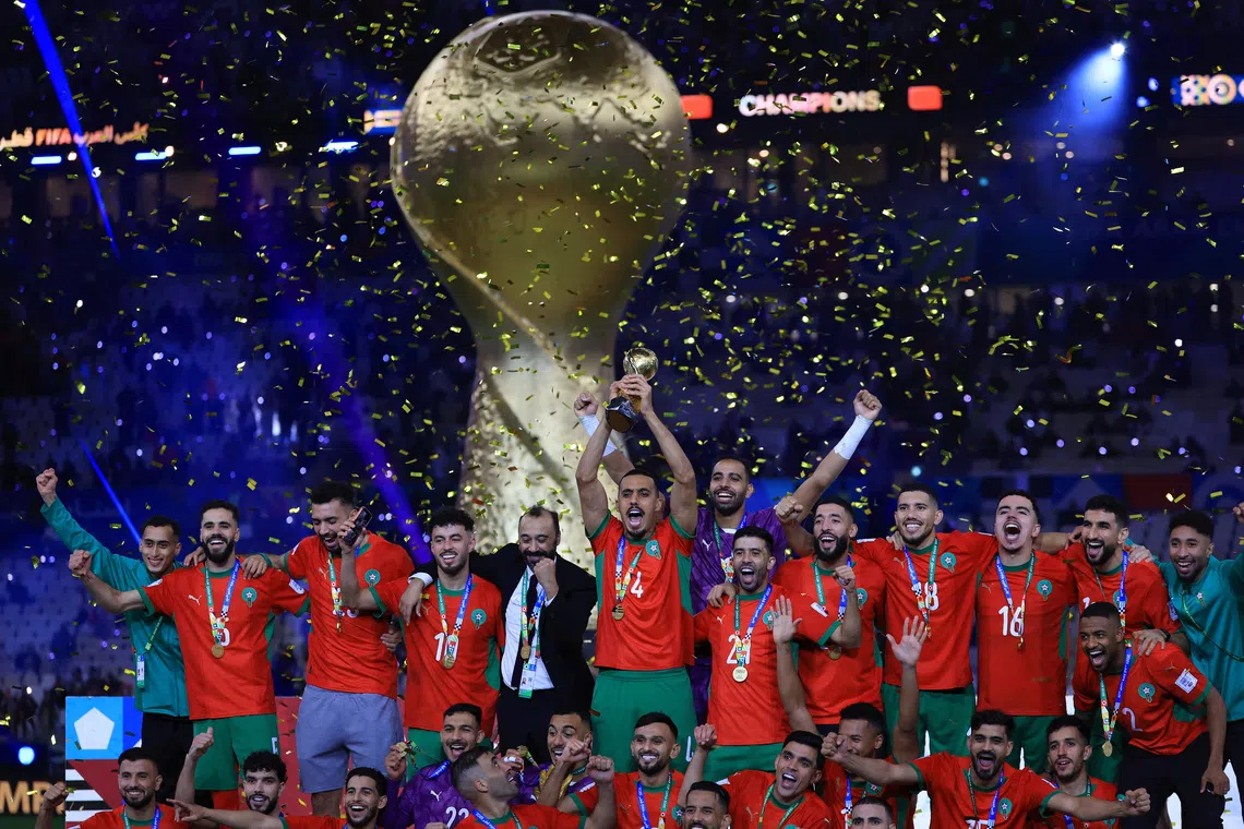Morocco lifting Arab Cup 2025 trophy