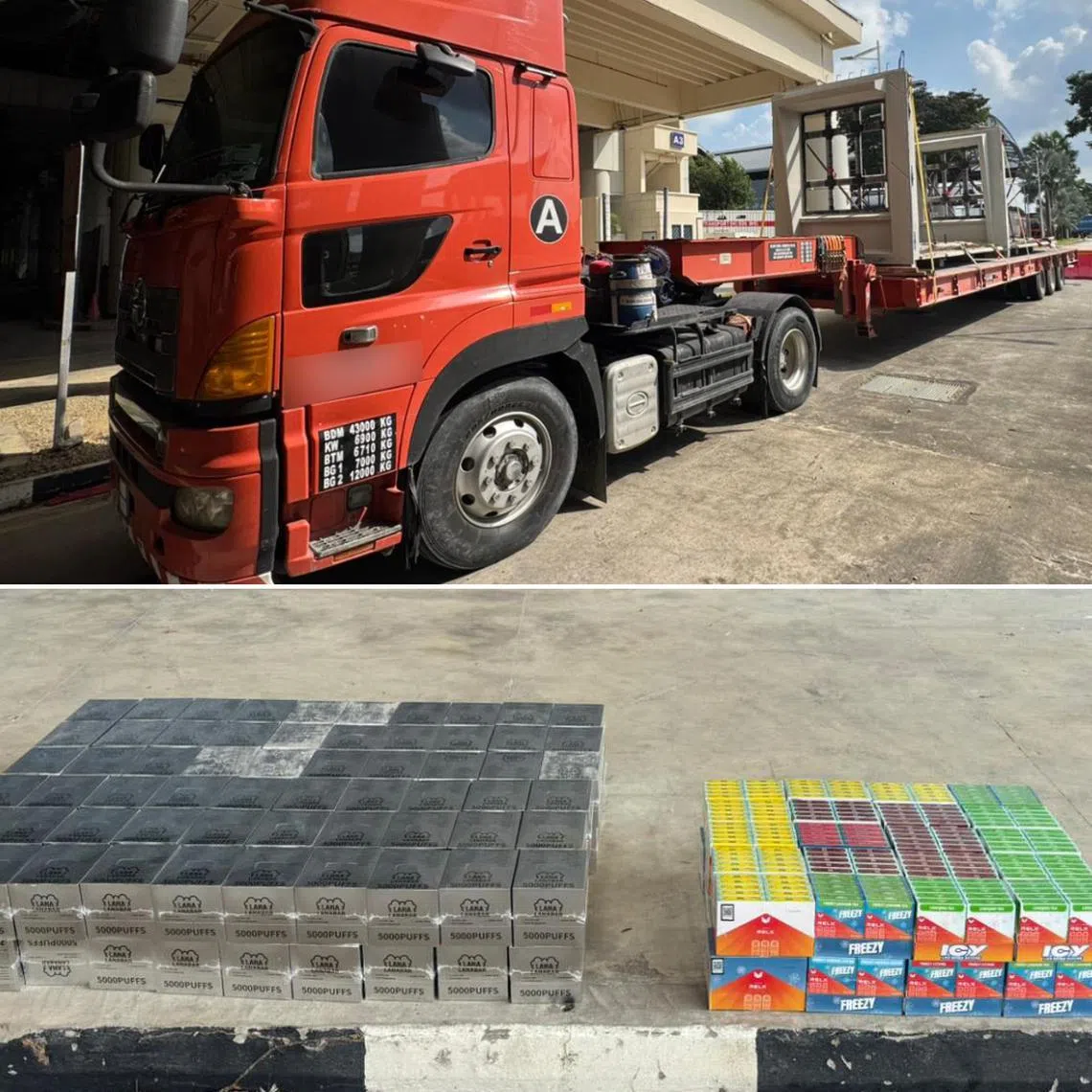 The lorry was carrying cargo declared as precast products.