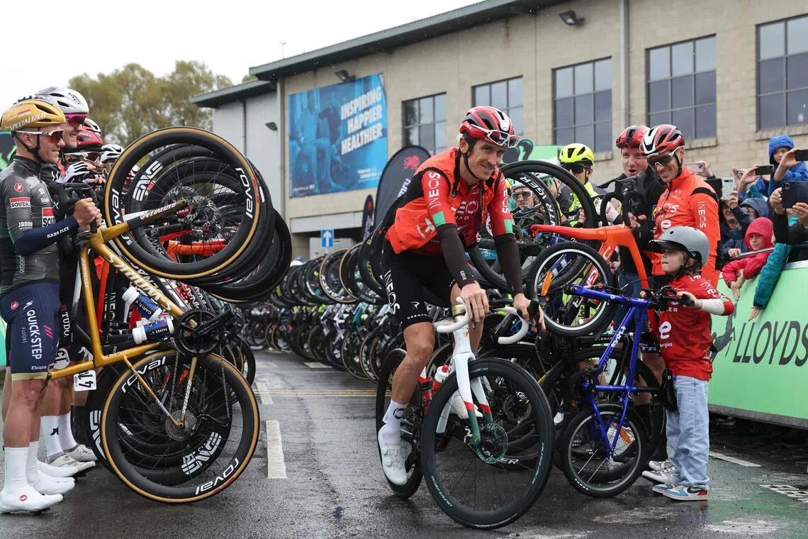 Belgian rider Remco Evenepoel at the Tour of Britain cycling race, at the Velodrome in Newport, Wales.
