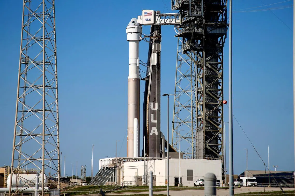 A United Launch Alliance Atlas V rocket is prepared for another launch attempt of two astronauts aboard Boeing's Starliner-1 Crew Flight Test (CFT) on a mission to the International Space Station, in Cape Canaveral, Florida, U.S. May 31, 2024. REUTERS/Joe Skipper