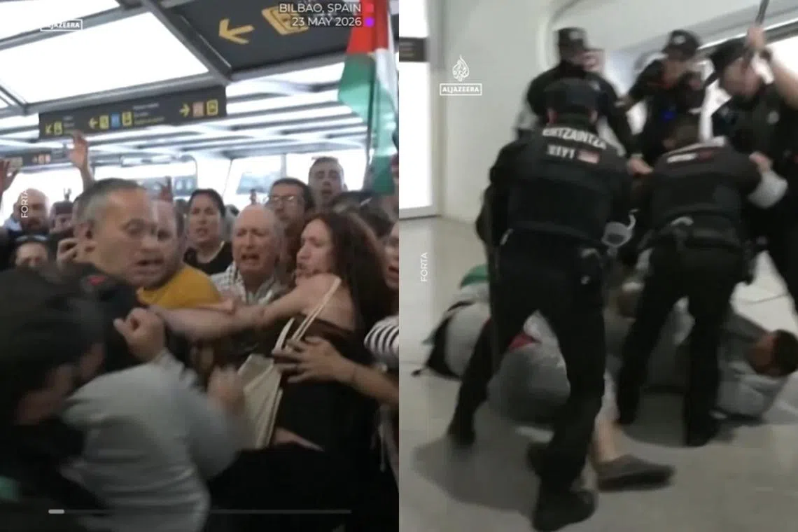 وطن نيوز – اعتقال أربعة بعد اشتباكات في مطار إسبانيا، مع عودة نشطاء الأسطول المتجه إلى غزة إلى ديارهم