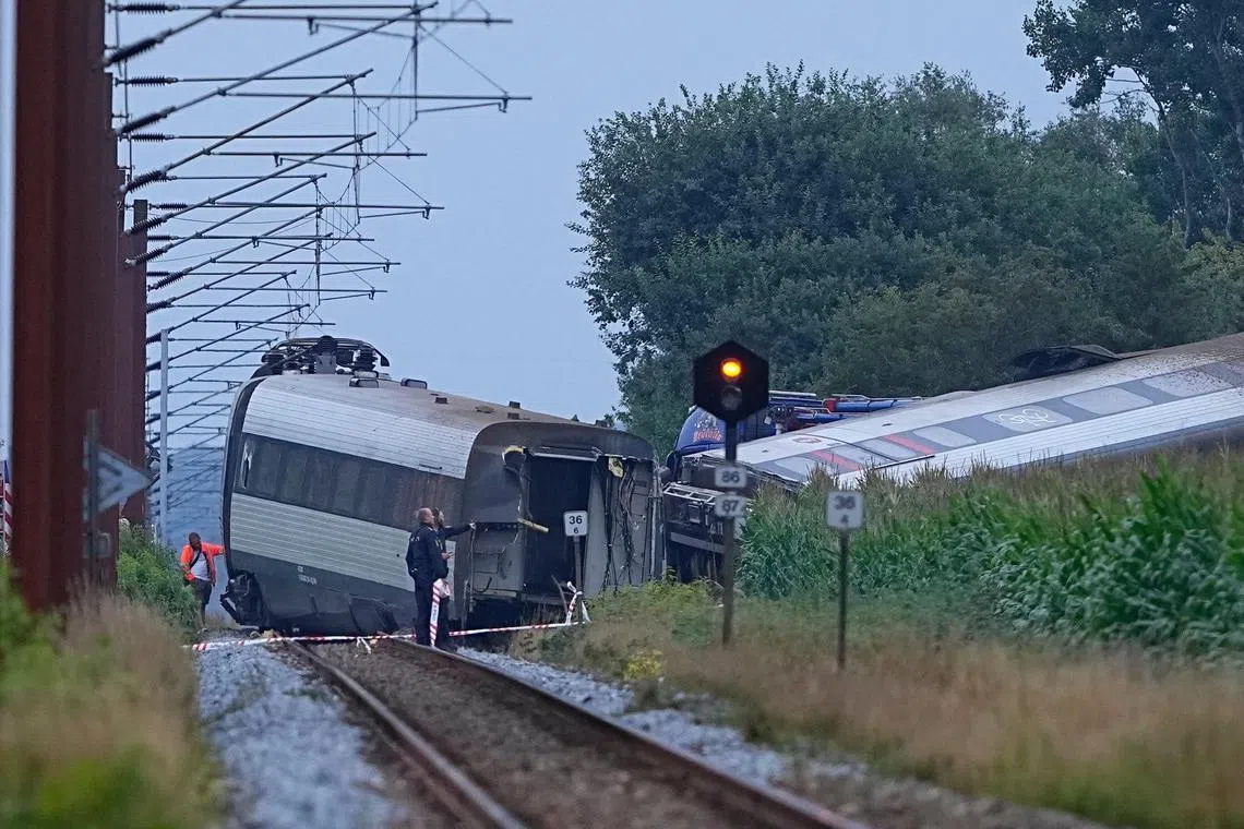 Images from the scene showed a carriage had been torn from the train and was lying on its side.