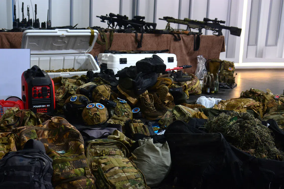 FILE PHOTO: Gear and weapons seized from a Florida-registered speedboat are displayed for the media, as Cuban authorities confirmed a fifth casualty, Roberto Alvarez Avila, died on March 4 from injuries sustained after Cuban forces confronted armed Cuban nationals who entered Cuban waters from the United States on February 25, in Havana, Cuba, February 27, 2026. Omara Garcia Mederos/ACN/Handout via REUTERS/File Photo