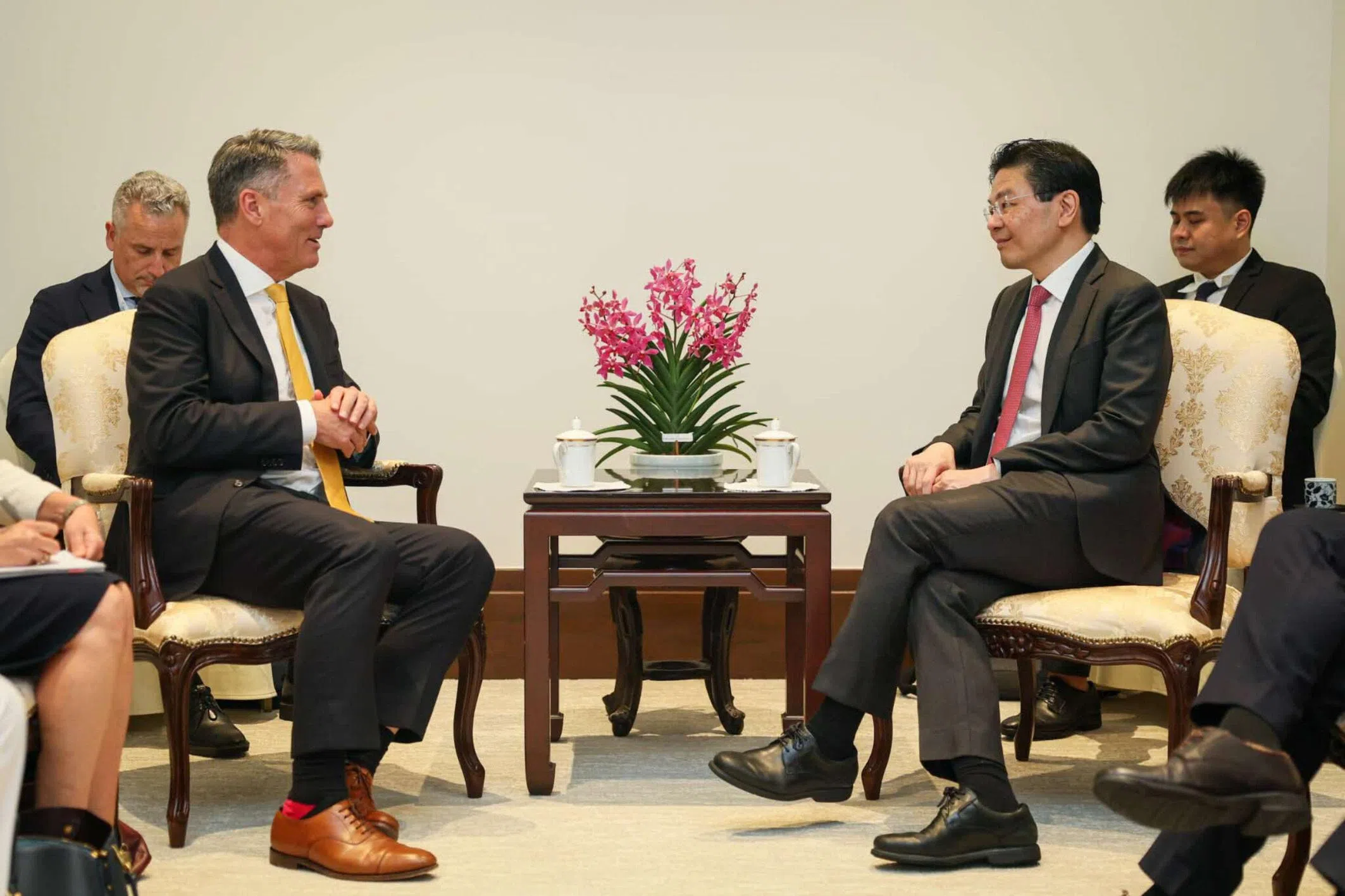 PM Lawrence Wong meeting Australian Deputy Prime Minister and Defence Minister Richard Marles on the sidelines of the Shangri-La Dialogue on May 30.