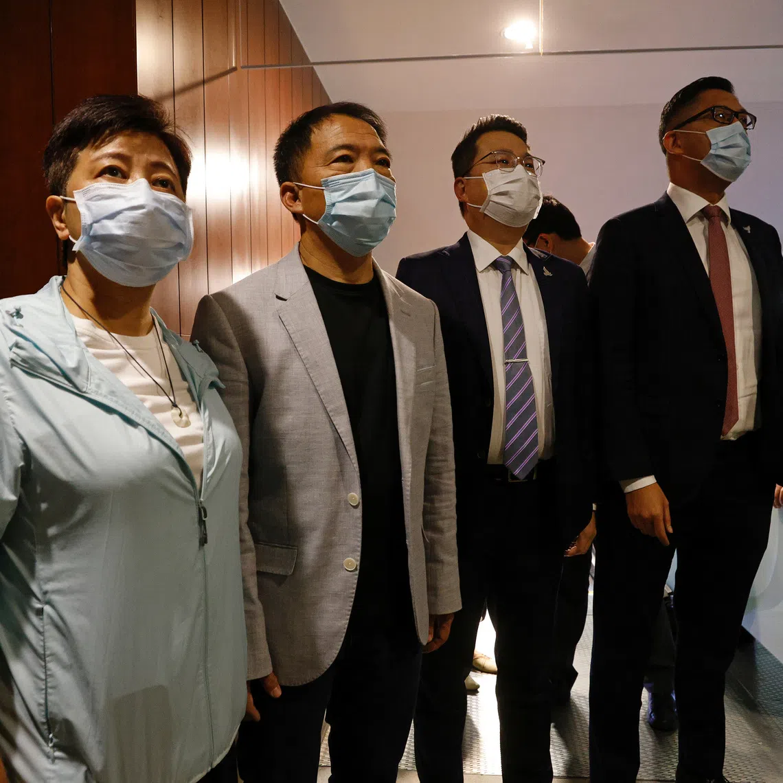 FILE PHOTO: Pro-democracy legislators Helena Wong, Wu Chi-wai, Andrew Wan and Lam Cheuk-ting are seen in Hong Kong, China November 12, 2020. REUTERS/Tyrone Siu/File Photo