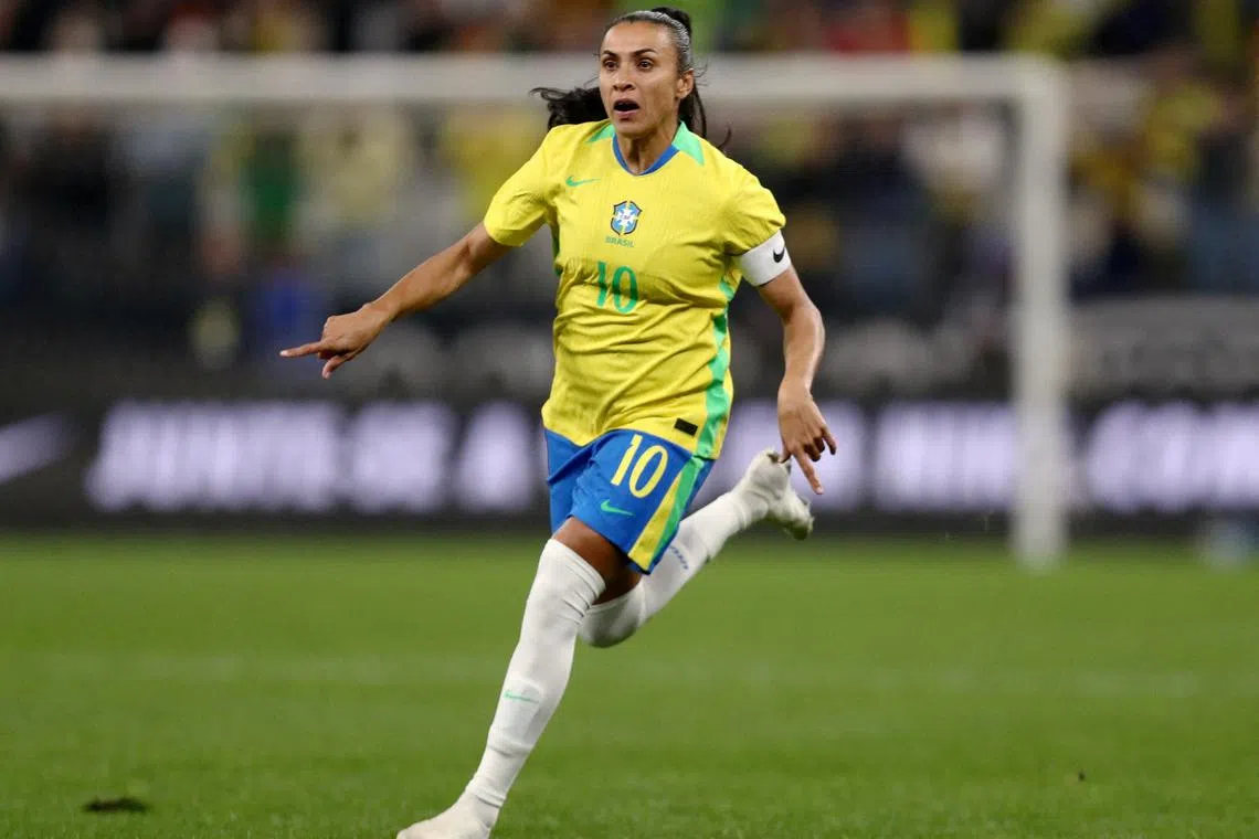 FILE PHOTO: Soccer Football - International Friendly - Women - Brazil v Japan - Neo Quimica Arena, Sao Paulo, Brazil - May 30, 2025 Brazil's Marta comes on as a substitute REUTERS/Jean Carniel/File Photo