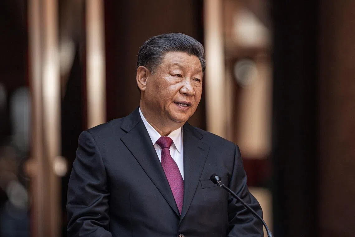 Mr Xi, who is in South Africa for the Brics summit, made the statement read by Chinese Commerce Minister Wang Wentao at a business forum.