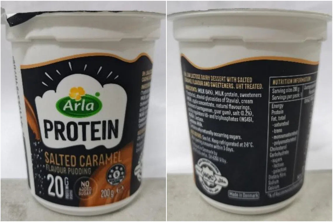 Arla Protein Salted Caramel Flavour Pudding (200g), which originated in Denmark, has a best before date of April 28, 2027.