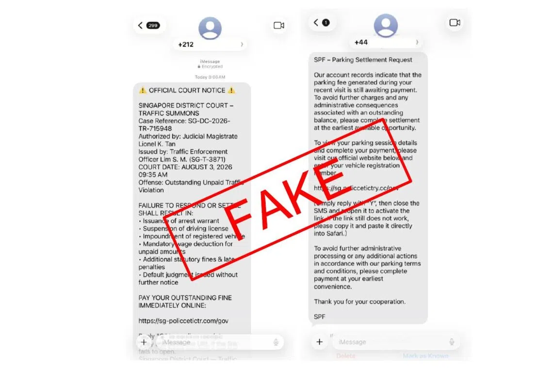 Be on alert for iMessages from scammers posing as the police or Singapore courts