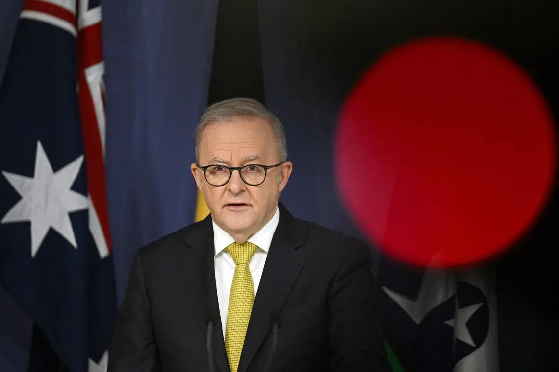 Australian PM Anthony Albanese holds a press conference in Sydney, New South Wales, on May 6.