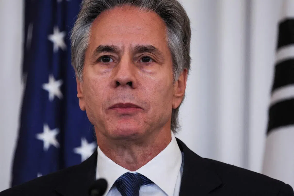 U.S. Secretary of State Antony Blinken speaks during a joint press conference with Defense Secretary Lloyd Austin, South Korean Foreign Minister Cho Tae-yul and Defense Minister Kim Yong-hyun, at the State Department in Washington, U.S., October 31, 2024. REUTERS/Leah Millis