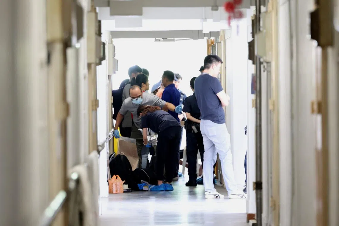 The 58-year-old man was found lying motionless in the unit and was pronounced dead at the scene.