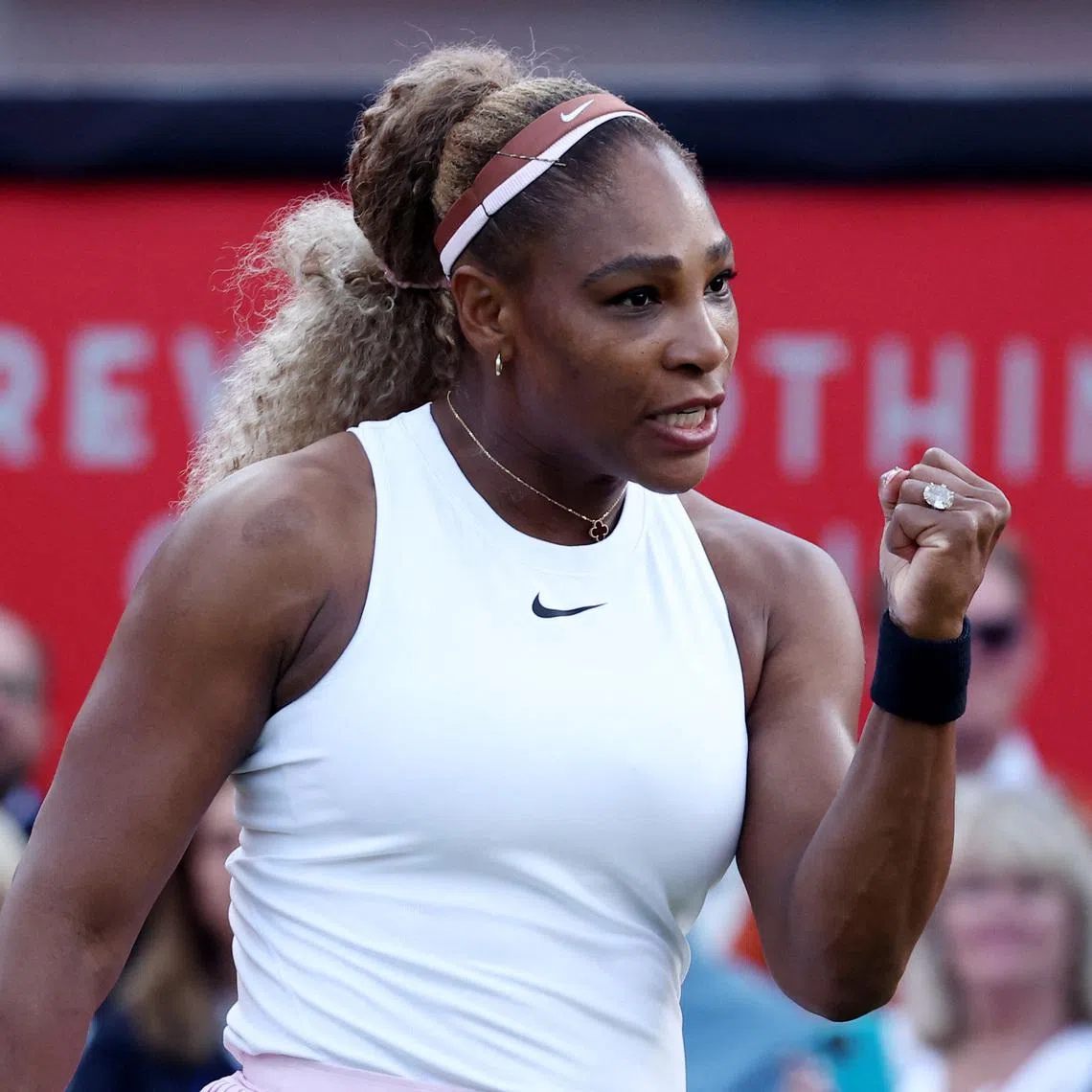 Tennis - Queen's Club Championships - Queen's Club, London, Britain - June 9, 2026 Serena Williams of the U.S. reacts during her round of 16 doubles match with Canada's Victoria Mboko against Nicole Melichar-Martinez of the U.S. and New Zealand's Erin Routliffe REUTERS/Toby Melville