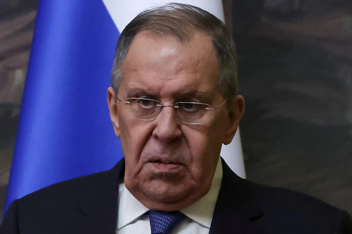 FILE PHOTO: Russia's Foreign Minister Sergei Lavrov speaks during a press conference following talks with Madagascar's Foreign Minister Alice N'Diaye in Moscow, Russia, June 19, 2026. Sergei Ilnitsky/Pool via REUTERS/File Photo