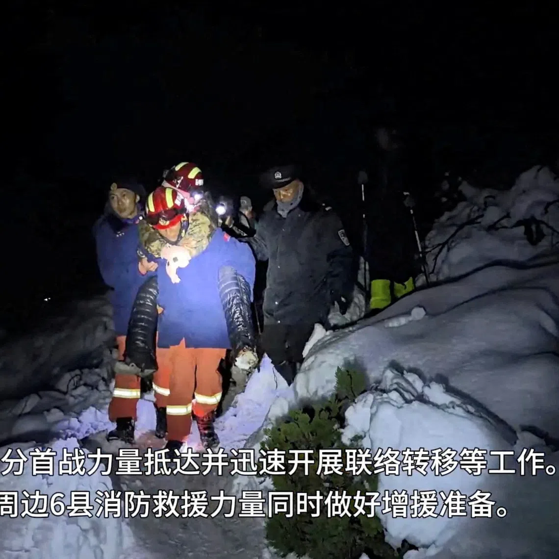 Tibetan firefighters rescue trekkers from Everest after they were stranded by a blizzard.  via Tibet Firefighting Department