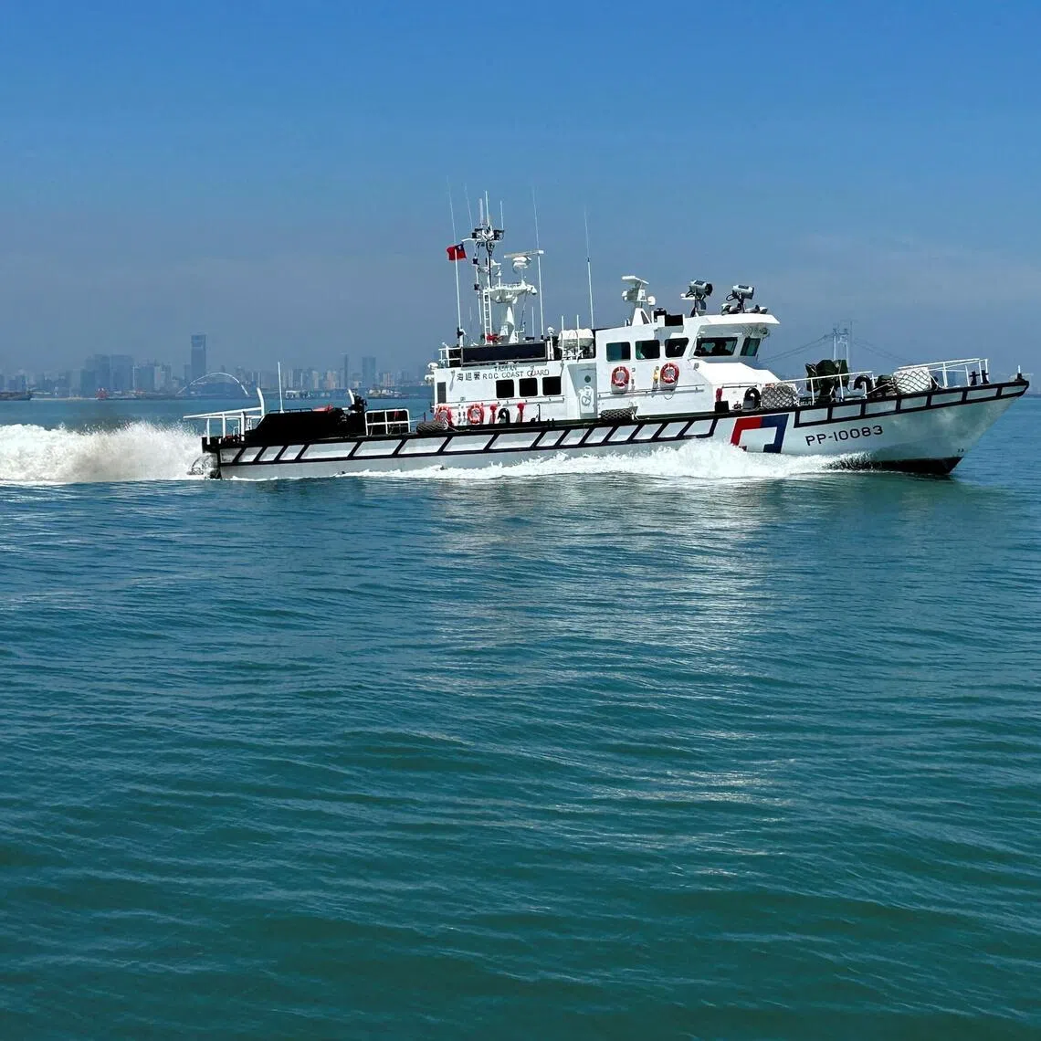 A Taiwan Coast Guard ship patrols around Taiwan’s Kinmen islands.