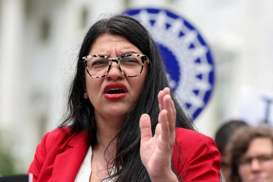 The woman’s desk in the cartoon had a name card saying “Rep. Tlaib” while the woman herself is shown saying: “ODD. MY PAGER JUST EXPLODED.”