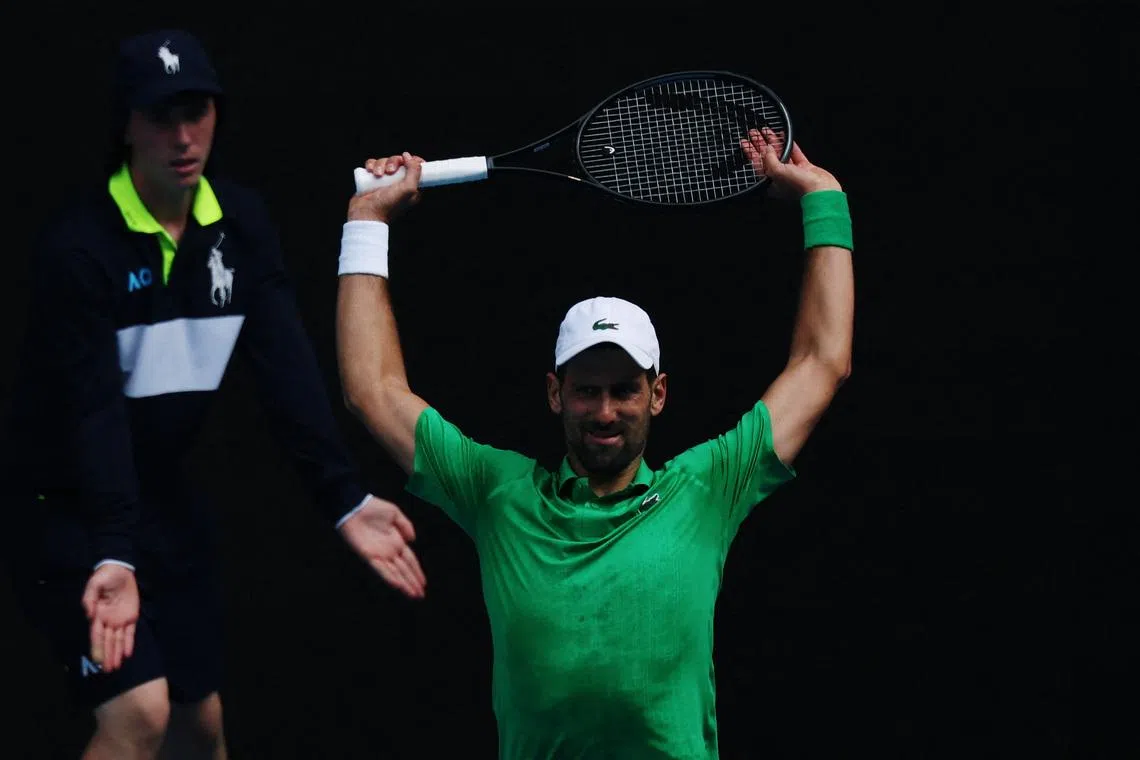 Tennis - Australian Open - Melbourne Park, Melbourne, Australia - January 28, 2026 Serbia's Novak Djokovic during his quarter final match against Italy's Lorenzo Musetti REUTERS/Edgar Su