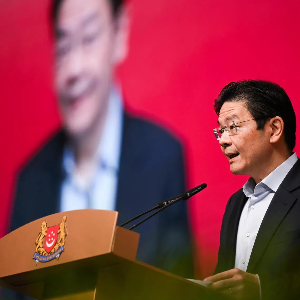 ST20260513_202634000281/kglaw13/Shintaro Tay/Ng Keng Gene/

Prime Minister Lawrence Wong delivering the opening address for the SGLaw200 Youth Forum at the Yong Pung How School of Law at the Singapore Management University on May 13, 2026.