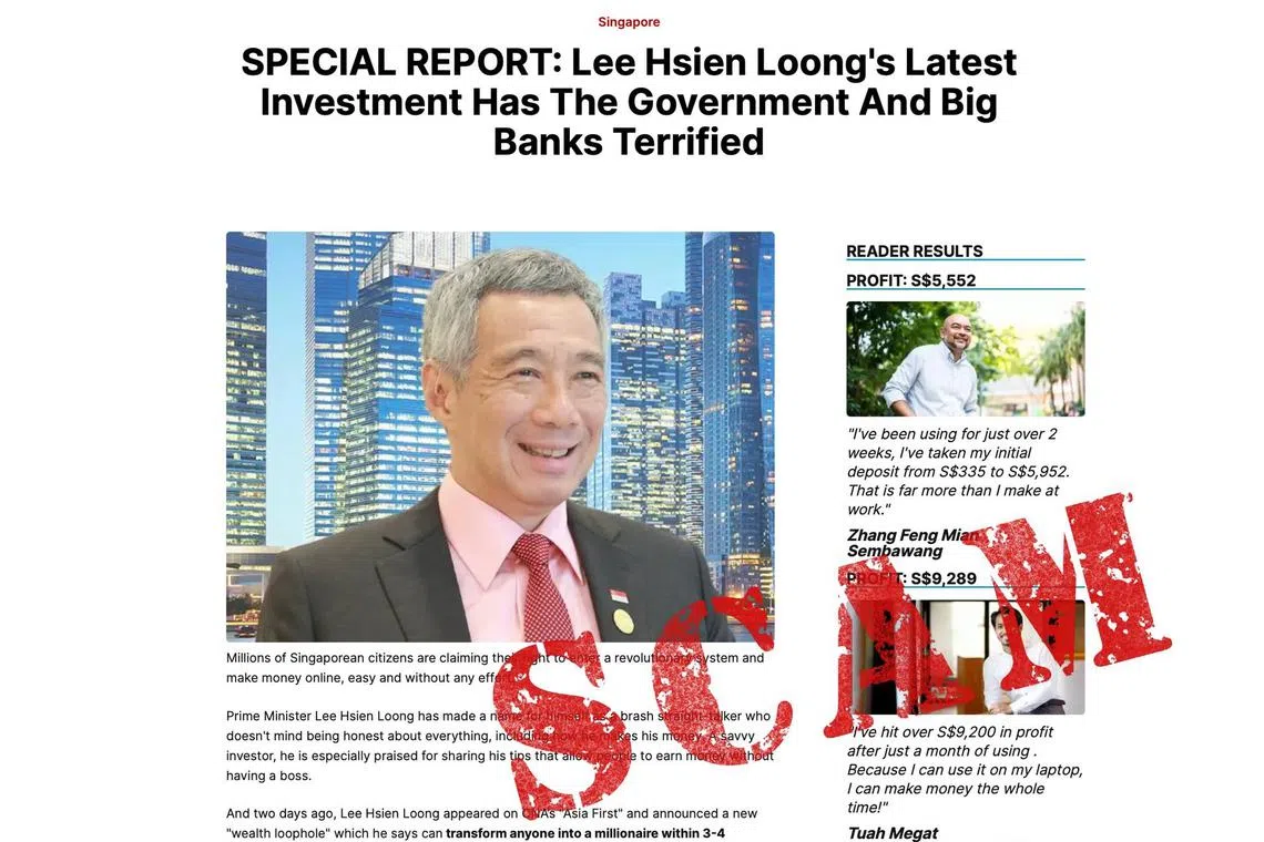 In his post, PM Lee attached a screenshot showing a fake CNA report.