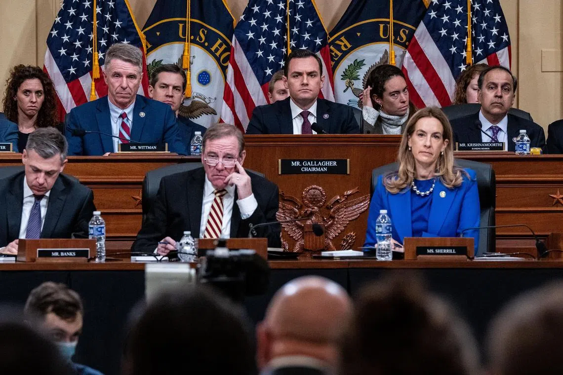 Members of the House Select Committee on the Strategic Competition Between the United States and the Chinese Communist Party, listen to testimony on Capitol Hill in Washington, Feb. 28, 2023. (Haiyun Jiang/The New York Times)