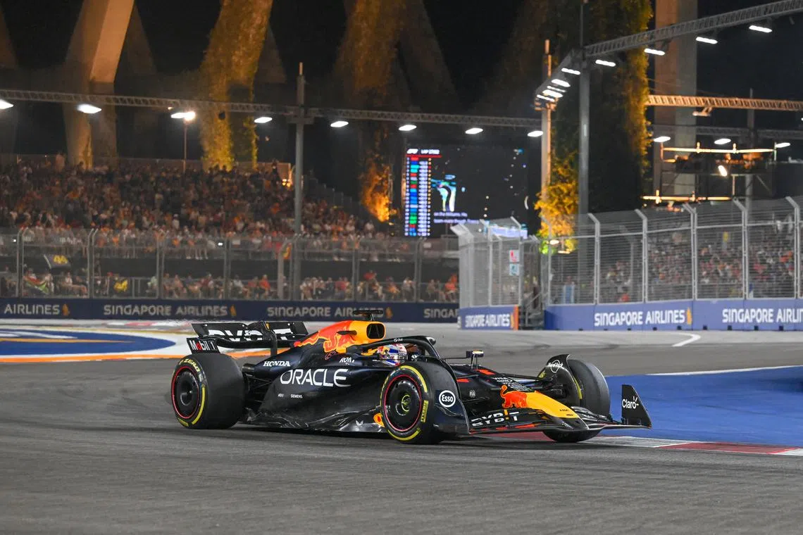 Dutch driver Max Verstappen of Red Bull racing during the Singapore Grand Prix, on Sept 22.