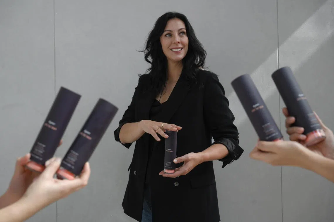 Kathleen Pierce, president of Dyson Beauty, pictured with Dyson?s new range of haircare products on September 13, 2024.