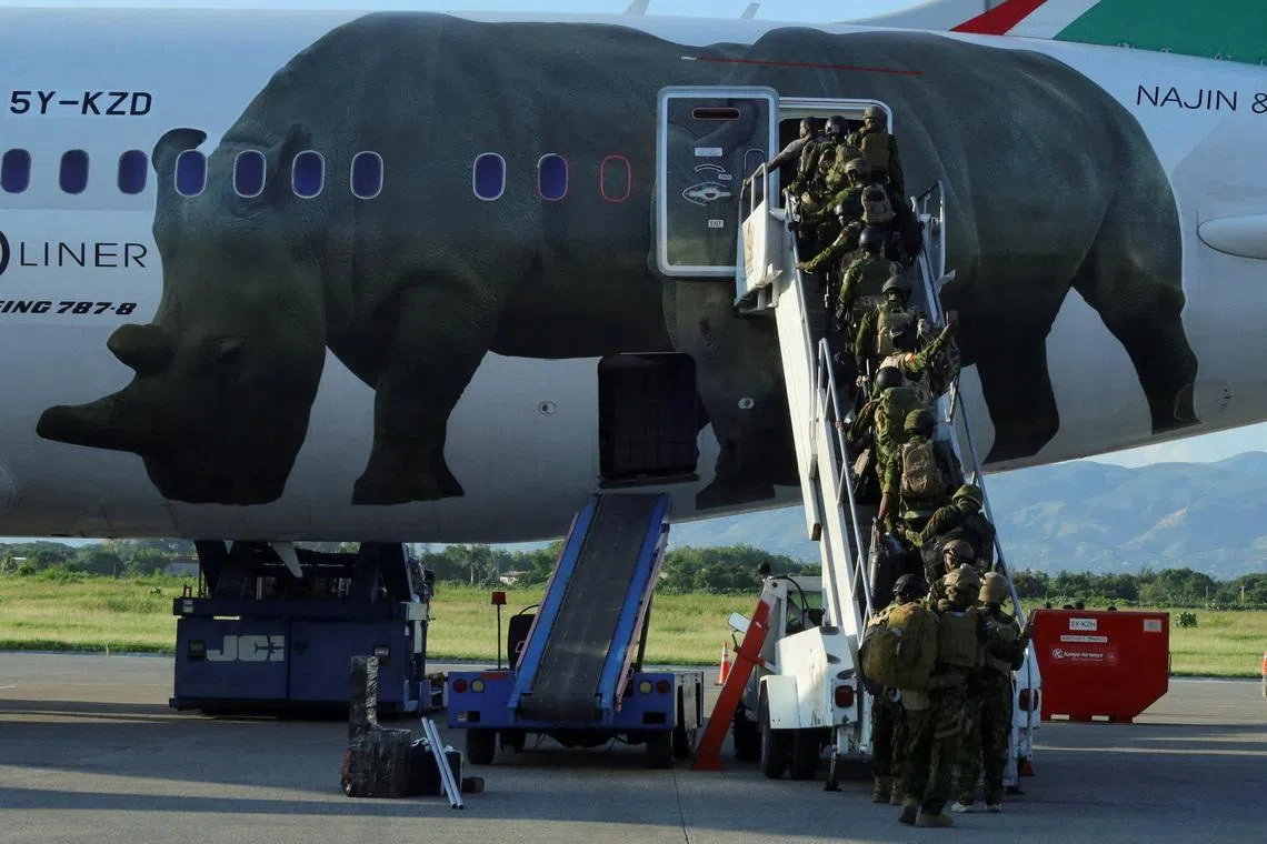 The last members of Kenya’s multinational force boarding a plane, after the contingent helped train and assist Haitian police to restore stability in Port-au-Prince, Haiti, on April 27, 2026. 