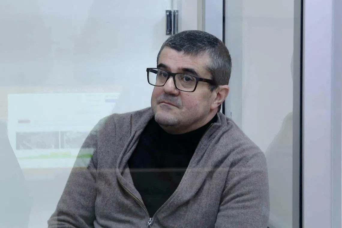 Arayik Harutyunyan, former leader of Nagorno-Karabakh, where ethnic Armenians maintained an unrecognised breakaway statelet for three decades until Azerbaijan restored military control in 2023, attends a court hearing in Baku, Azerbaijan February 5, 2026, in this screen grab taken from a video. Reuters TV/via REUTERS